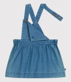 Petit Bateau Kleider*Ärmelloses Babykleid aus leichtem Denim blau DENIM CLAIR
