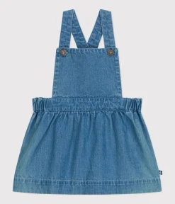 Petit Bateau Kleider*Ärmelloses Babykleid aus leichtem Denim blau DENIM CLAIR
