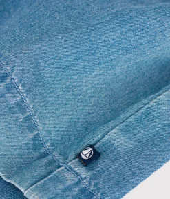 Petit Bateau Kleider*Ärmelloses Babykleid aus leichtem Denim blau DENIM CLAIR
