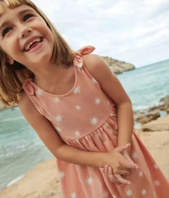 Petit Bateau Kleider, Röcke*Ärmelloses Kinder-Kleid aus bedruckter Baumwolle orange ABRICOT/ MARSHMALLOW