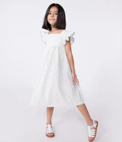 Petit Bateau Kleider, Röcke*Ärmelloses Kinder-Kleid aus Baumwolle mit Pünktchenmuster weiss MARSHMALLOW/weiss MULTICO