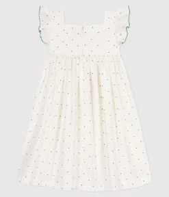 Petit Bateau Kleider, Röcke*Ärmelloses Kinder-Kleid aus Baumwolle mit Pünktchenmuster weiss MARSHMALLOW/weiss MULTICO