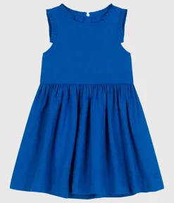 Petit Bateau Kleider, Röcke*Ärmelloses Kinder-Kleid aus einfarbigem Leinen blau PORCELANA
