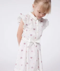Petit Bateau Kleider, Röcke*Ärmelloses Kinder-Kleid aus Baumwolle mit Herz-Motiv weiss AVALANCHE/ MULTICO