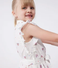 Petit Bateau Kleider, Röcke*Ärmelloses Kinder-Kleid aus Baumwolle mit Herz-Motiv weiss AVALANCHE/ MULTICO