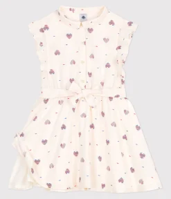 Petit Bateau Kleider, Röcke*Ärmelloses Kinder-Kleid aus Baumwolle mit Herz-Motiv weiss AVALANCHE/ MULTICO