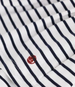 Petit Bateau Kleider, Röcke*Ärmelloses Kinder-Kleid aus Baumwolle mit Streifen weiss MARSHMALLOW/blau SMOKING