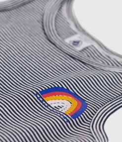 Petit Bateau Kleider, Röcke*Ärmelloses Kleid aus Baumwolle für Mädchen blau SMOKING/weiss MARSHMALLOW