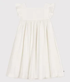 Petit Bateau Kleider, Röcke*Ärmelloses Kleid aus gemusterter Baumwolle Kinder/Mädchen weiss MARSHMALLOW