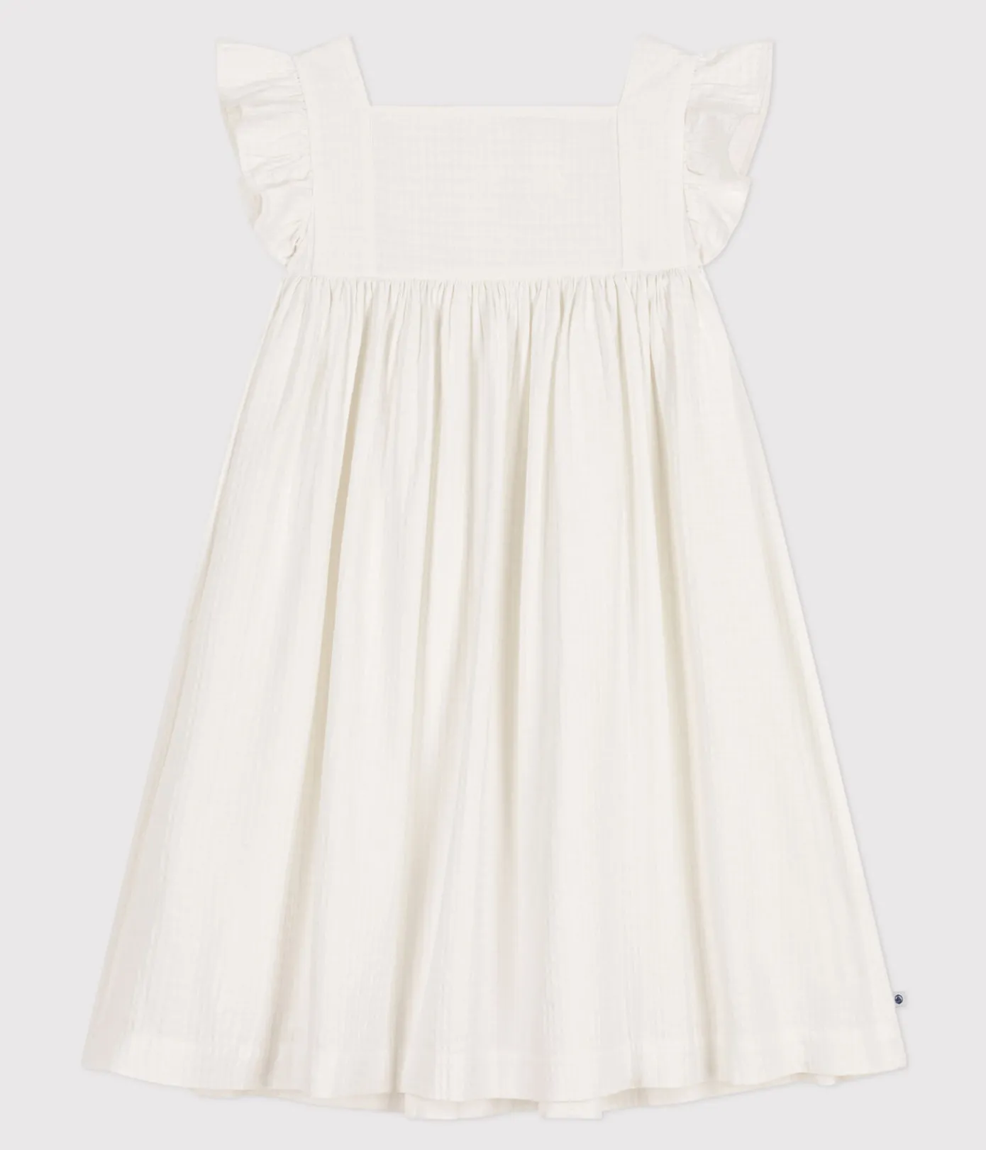 Petit Bateau Kleider, Röcke*Ärmelloses Kleid aus gemusterter Baumwolle Kinder/Mädchen weiss MARSHMALLOW