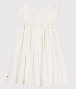 Petit Bateau Kleider, Röcke*Ärmelloses Kleid aus gemusterter Baumwolle Kinder/Mädchen weiss MARSHMALLOW