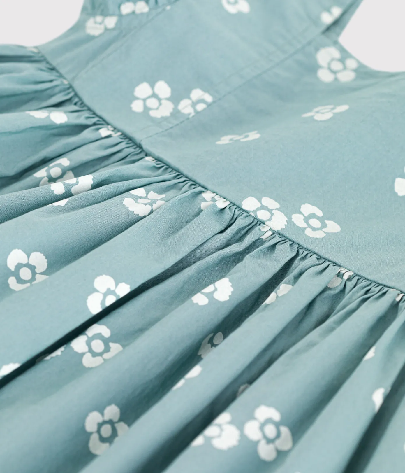 Petit Bateau Kleider, Röcke*Ärmelloses langes Kinder-Kleid aus Baumwolle mit Blumenmuster blau PAUL/weiss MARSHMALLOW