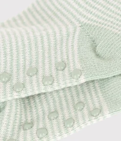 Petit Bateau Socken, Schühchen*Rutschfeste Babysocken aus Baumwolle grün HERBIER/ MARSHMALLOW
