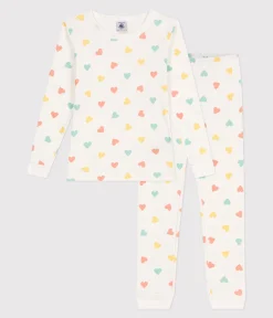 Petit Bateau Schlafanzüge, Pyjamas|Schlafanzüge, Nachthemden*Sehr taillierter Kinderpyjama aus bedruckter Baumwolle weiss MARSHMALLOW/weiss MULTICO