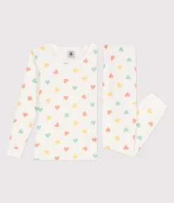 Petit Bateau Schlafanzüge, Pyjamas|Schlafanzüge, Nachthemden*Sehr taillierter Kinderpyjama aus bedruckter Baumwolle weiss MARSHMALLOW/weiss MULTICO