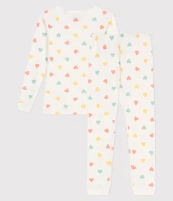Petit Bateau Schlafanzüge, Pyjamas|Schlafanzüge, Nachthemden*Sehr taillierter Kinderpyjama aus bedruckter Baumwolle weiss MARSHMALLOW/weiss MULTICO