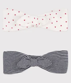 Petit Bateau Accessoires, Sonnenhüte, Caps*SET AUS 2 IKONISCHEN BABY-STIRNBÄNDERN AUS BAUMWOLLE variante 1