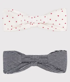 Petit Bateau Accessoires, Sonnenhüte, Caps*SET AUS 2 IKONISCHEN BABY-STIRNBÄNDERN AUS BAUMWOLLE variante 1