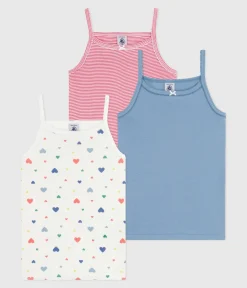 Petit Bateau Unterhemden, Tanktops|T-Shirts, Tops, Oberteile*Set Kinder Spaghetti-Tops aus Baumwolle mit Herzmotiv variante 1