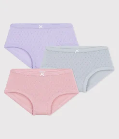 Petit Bateau Unterhosen, Shortys*Set Kinder-Slips High Waist aus einfarbiger Baumwolle mit Lochstickerei variante 1