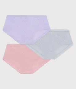 Petit Bateau Unterhosen, Shortys*Set Kinder-Slips High Waist aus einfarbiger Baumwolle mit Lochstickerei variante 1