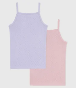 Petit Bateau Unterhemden, Tanktops|T-Shirts, Tops, Oberteile*Set Kinder-Spaghetti-Tops aus Baumwolle mit Lochstickerei. variante 1