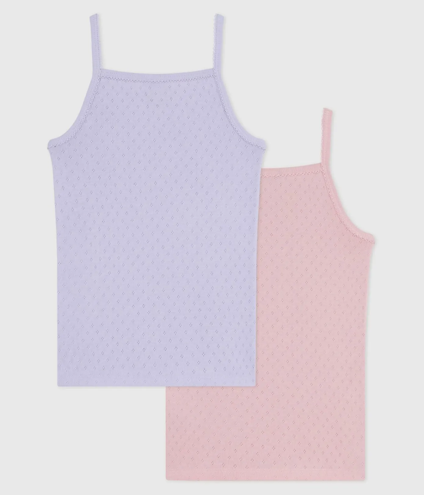 Petit Bateau Unterhemden, Tanktops|T-Shirts, Tops, Oberteile*Set Kinder-Spaghetti-Tops aus Baumwolle mit Lochstickerei. variante 1