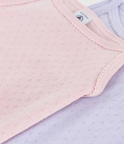 Petit Bateau Unterhemden, Tanktops|T-Shirts, Tops, Oberteile*Set Kinder-Spaghetti-Tops aus Baumwolle mit Lochstickerei. variante 1