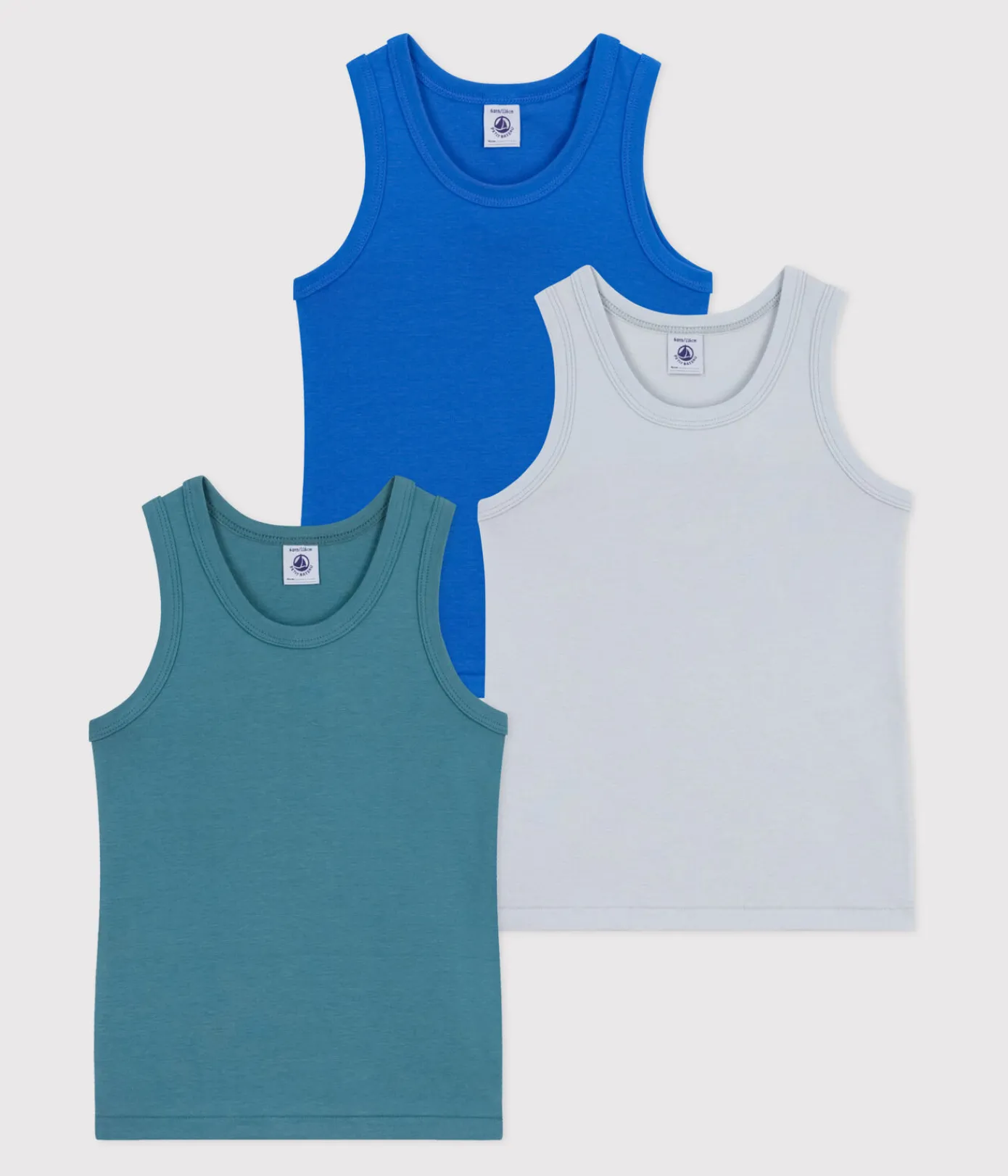 Petit Bateau Unterhemden, Tanktops|T-Shirts, Poloshirts, Hemden*Set Kinder-Unterhemden aus einfarbiger Baumwolle variante 1