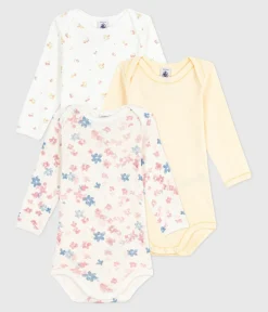 Petit Bateau Bodys*Set langärmeliger Baby-Bodys aus Baumwolle mit Blumenmotiv variante 1
