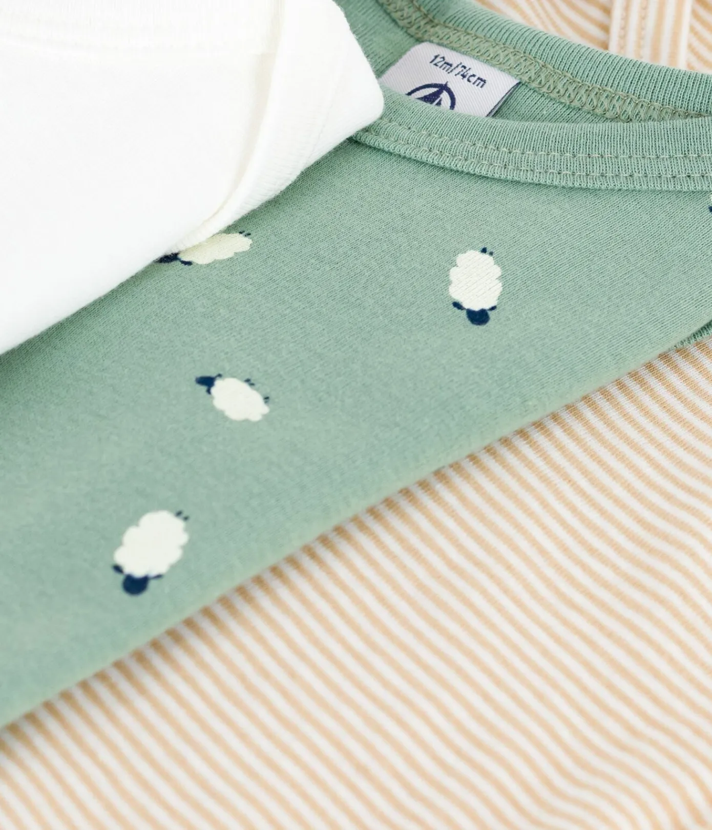 Petit Bateau Bodys*Set langärmeliger Baby-Bodys aus Baumwolle mit Schafmotiv variante 1