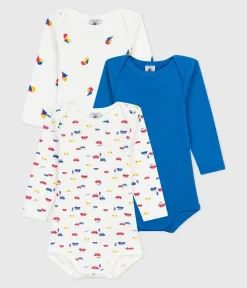 Petit Bateau Bodys*Set langärmeliger Baby-Bodys aus bedruckter Baumwolle variante 1