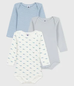 Petit Bateau Bodys*Set langärmeliger Baby-Bodys aus Baumwolle mit Walmotiv variante 1