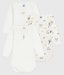 Petit Bateau Bodys*Set langärmeliger Baby-Bodys aus Baumwolle mit Paris-Motiv variante 1