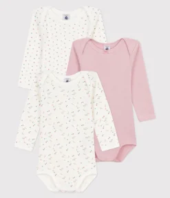 Petit Bateau Bodys*Set langärmeliger Baby-Bodys aus Baumwolle mit Blumenmotiv variante 1