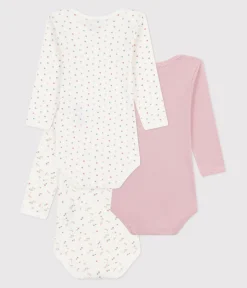 Petit Bateau Bodys*Set langärmeliger Baby-Bodys aus Baumwolle mit Blumenmotiv variante 1