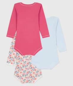 Petit Bateau Bodys*Set langärmeliger Baby-Bodys aus Baumwolle mit Blumenmotiv variante 1