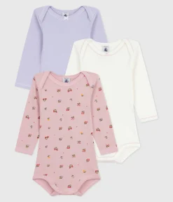Petit Bateau Bodys*Set langärmeliger Baby-Bodys aus Baumwolle mit Blumenmotiv variante 1