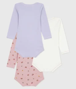 Petit Bateau Bodys*Set langärmeliger Baby-Bodys aus Baumwolle mit Blumenmotiv variante 1