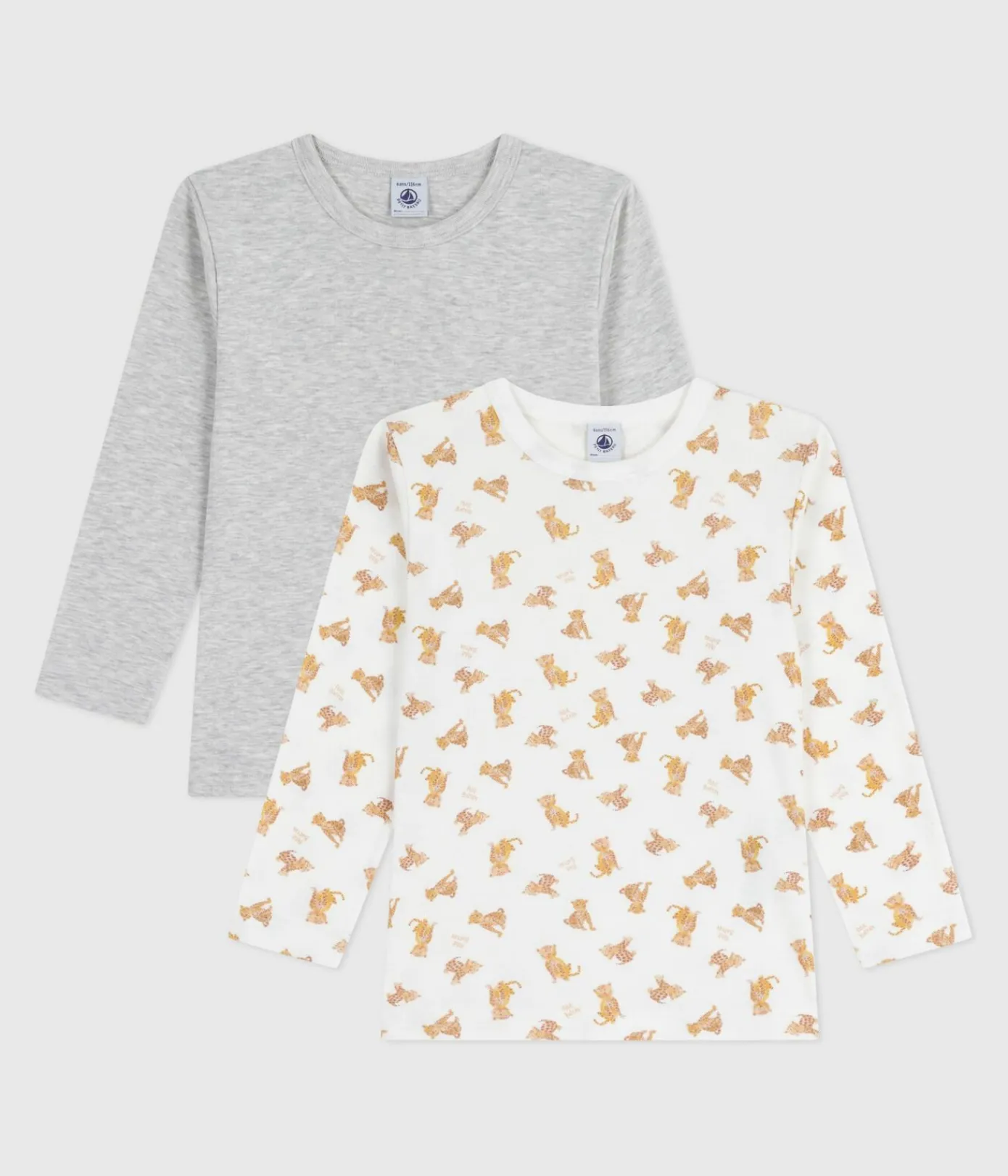 Petit Bateau Unterhemden, Tanktops|T-Shirts, Poloshirts, Hemden*Set langärmeliger Kinder T-Shirts aus Baumwolle mit Leoparden-Motiv variante 1