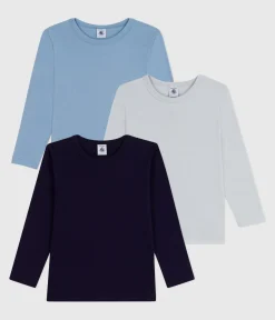 Petit Bateau Unterhemden, Tanktops|T-Shirts, Poloshirts, Hemden*Set langärmeliger Kinder T-Shirts aus einfarbiger Baumwolle variante 1