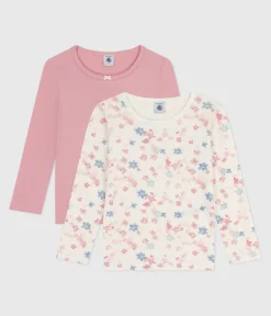 Petit Bateau Unterhemden, Tanktops|T-Shirts, Tops, Oberteile*Set langärmeliger Kinder T-Shirts aus Baumwolle mit Blumenmuster variante 1