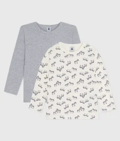 Petit Bateau Unterhemden, Tanktops|T-Shirts, Poloshirts, Hemden*Set langärmeliger Kinder T-Shirts aus Baumwolle mit Zebra-Motiv variante 1