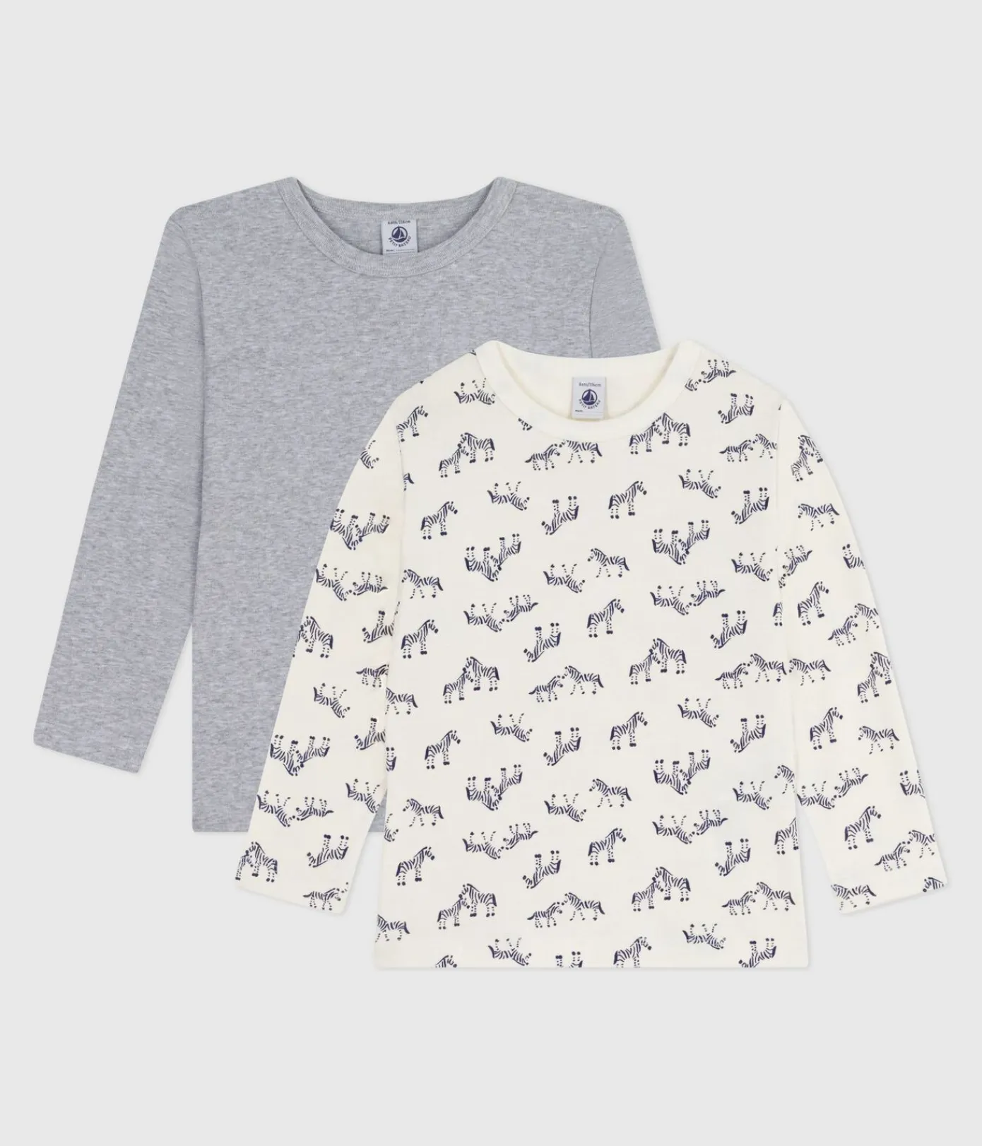 Petit Bateau Unterhemden, Tanktops|T-Shirts, Poloshirts, Hemden*Set langärmeliger Kinder T-Shirts aus Baumwolle mit Zebra-Motiv variante 1