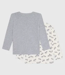 Petit Bateau Unterhemden, Tanktops|T-Shirts, Poloshirts, Hemden*Set langärmeliger Kinder T-Shirts aus Baumwolle mit Zebra-Motiv variante 1