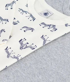 Petit Bateau Unterhemden, Tanktops|T-Shirts, Poloshirts, Hemden*Set langärmeliger Kinder T-Shirts aus Baumwolle mit Zebra-Motiv variante 1