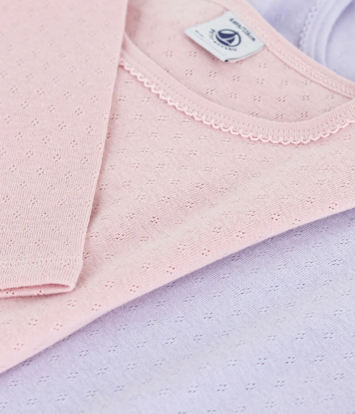 Petit Bateau Unterhemden, Tanktops|T-Shirts, Tops, Oberteile*Set langärmeliger Kinder-T-Shirts aus Baumwolle mit Lochstickerei variante 1