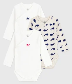 Petit Bateau Bodys|Newborn*Set langärmeliger Wickelbodys aus bedruckter Baumwolle variante 1
