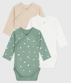 Petit Bateau Bodys|Newborn*Set langärmeliger Wickelbodys aus bedruckter Baumwolle variante 1