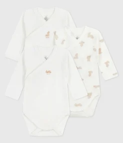 Petit Bateau Newborn|Bodys*Set langärmeliger Wickelbodys aus bedruckter Baumwolle variante 1